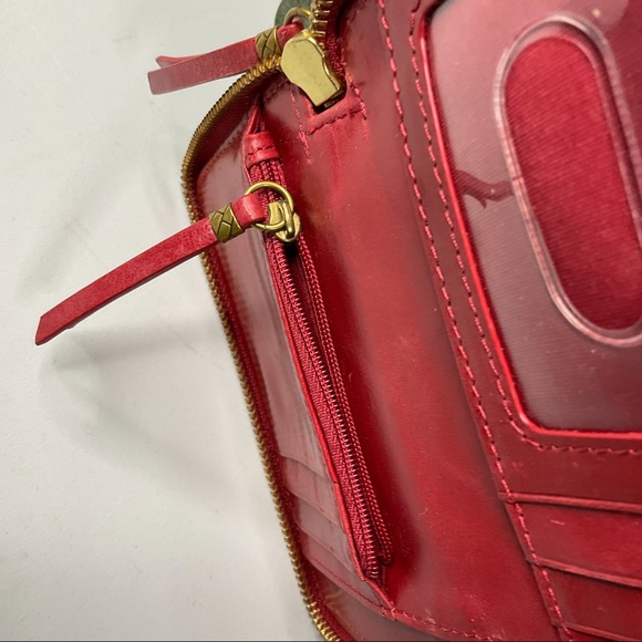 Elliott Lucca Wallet Red woven Leather Wristlet Credit Card holder - Picture 5 of 6